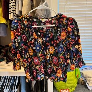 Boden Multicolor Floral V-Neck Blouse